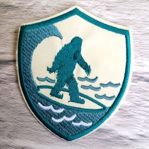 Bigfoot Sasquatch Surfing Cryptid Embroidered Iron on Patch